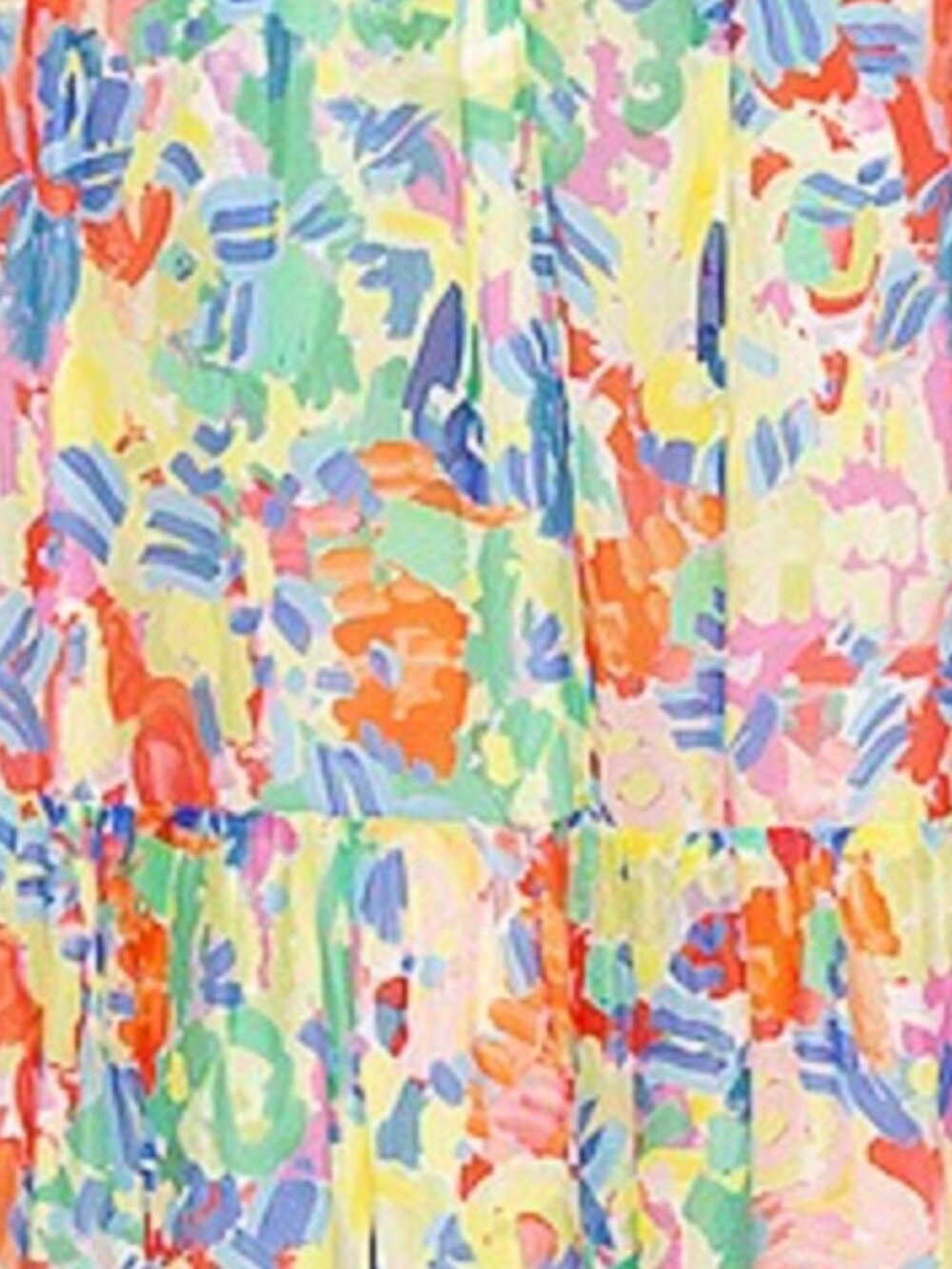 Saloni Isabel Summer Confetti Printed Tiered Long Silk Dress, US 4 - Picture 5 of 6
